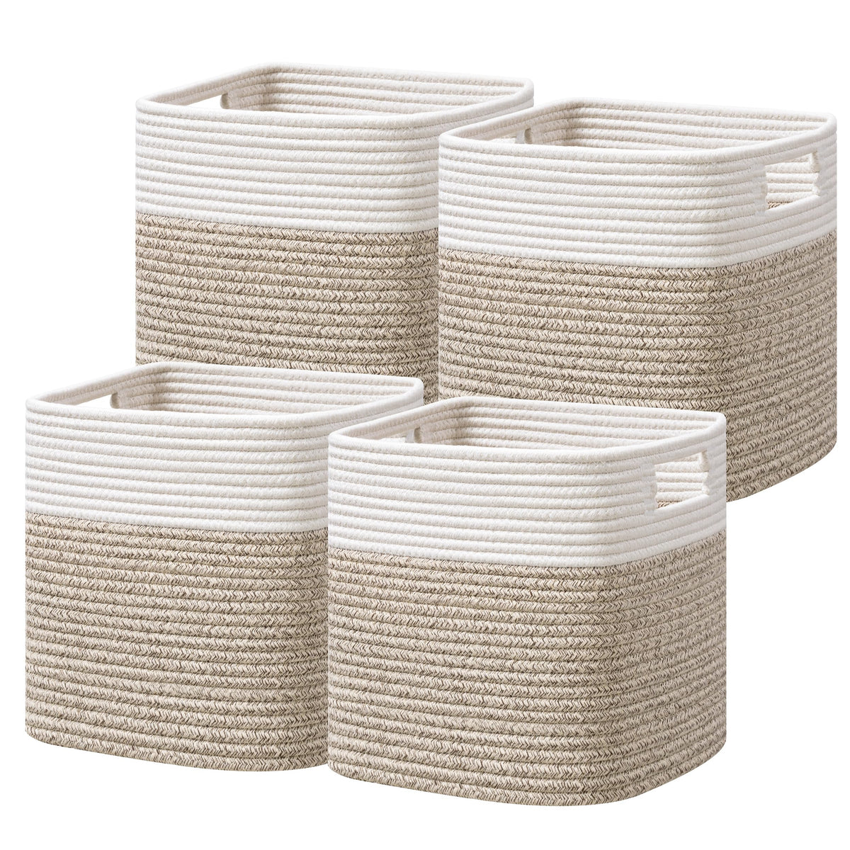 UBBCARE Set of 4 Storage Cubes-13 X 13 X 13 In, Cotton Rope Basket for Shelves, Toys, Book, Cube Storage Bin with Handles, Woven Storage Basket for Organizing, Beige