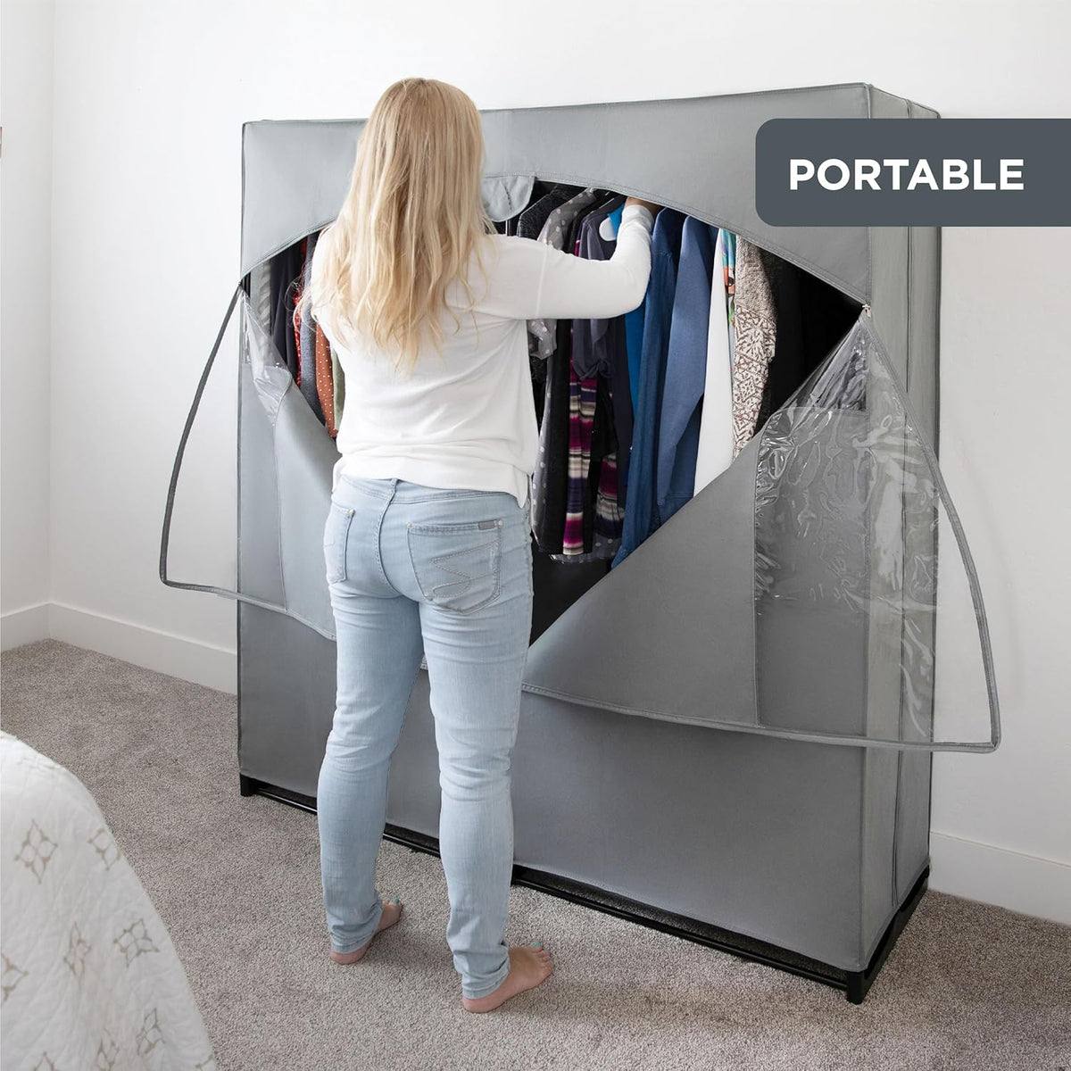 HOLDN’ STORAGE Portable Wardrobe Closet, 65 LBs Large Capacity