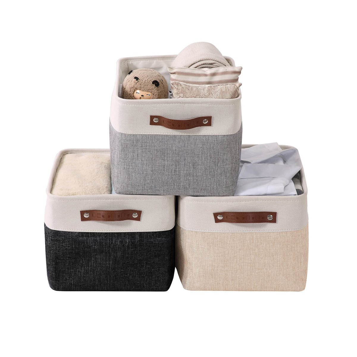 DECOMOMO Storage Bins, Large Fabric Storage Baskets for Shelves 3 Pack