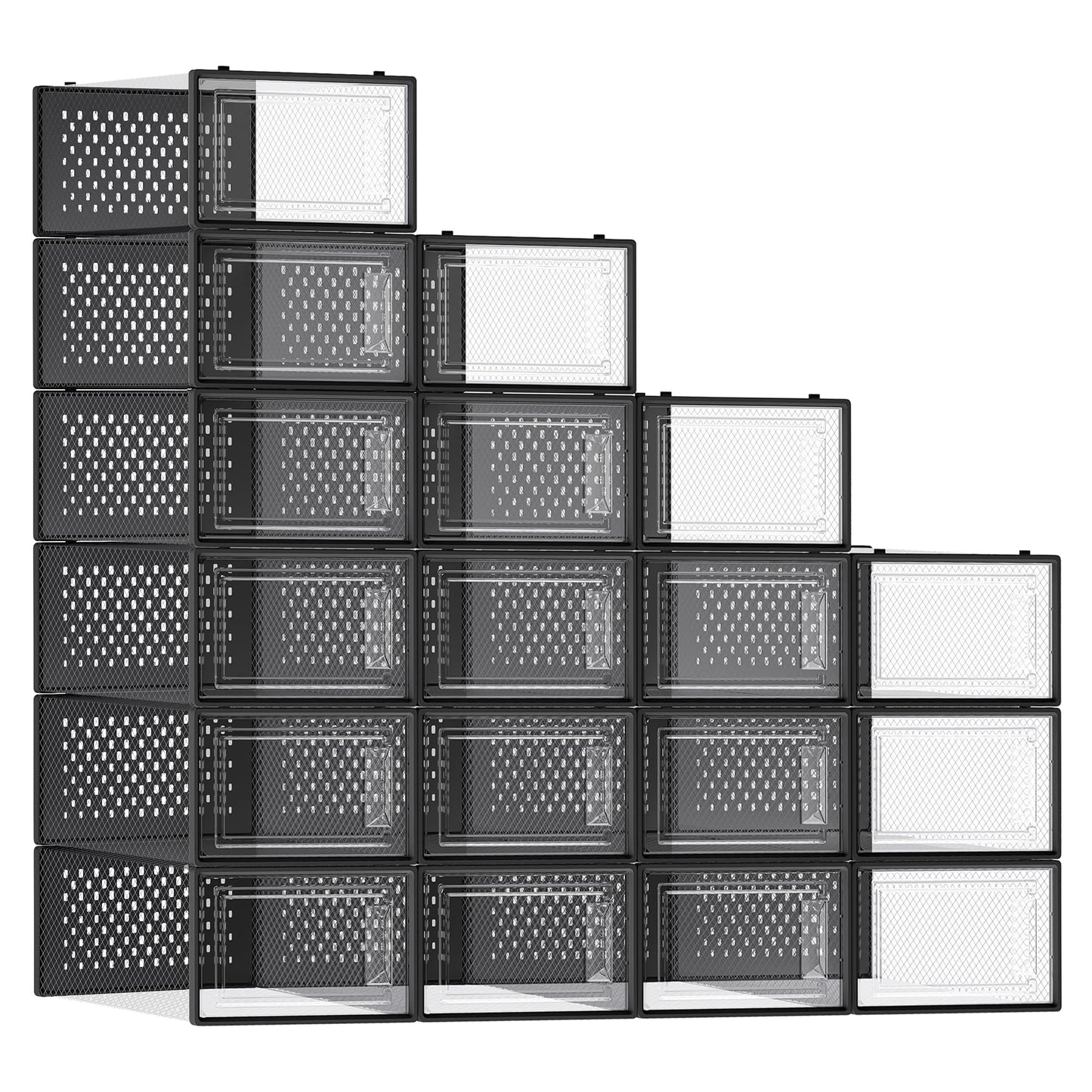 SONGMICS Shoe Boxes, Clear Plastic Sneaker Box, Pack of 12