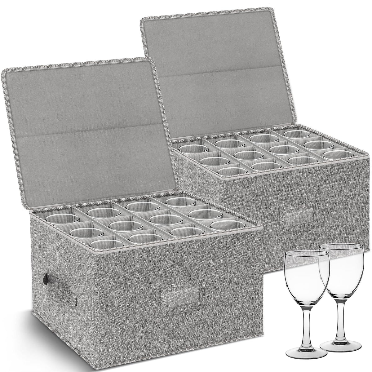 Kukikan Wine Glass Storage Holder, Hard Shell, 2 Pack for 24 Glassware