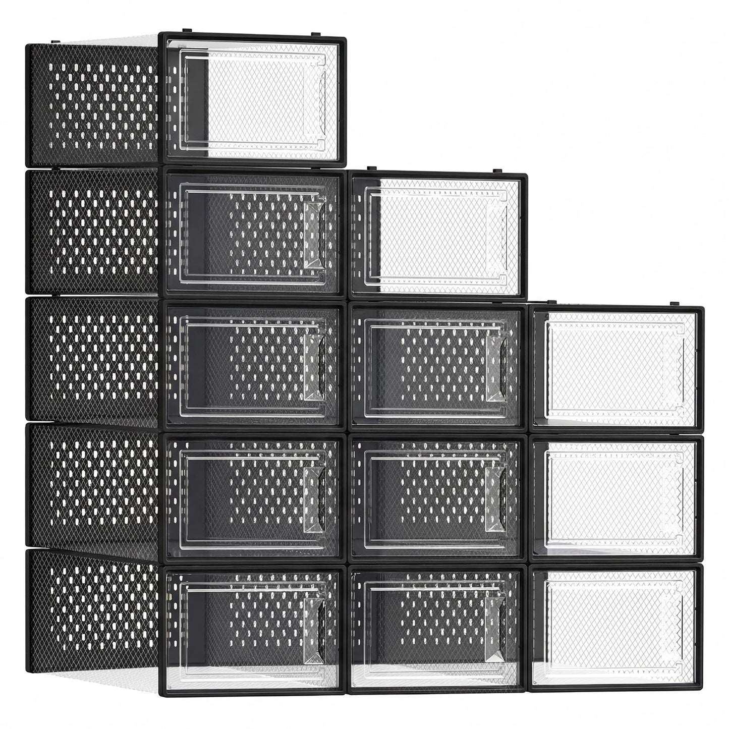 SONGMICS Shoe Boxes, Clear Plastic Sneaker Box, Pack of 12