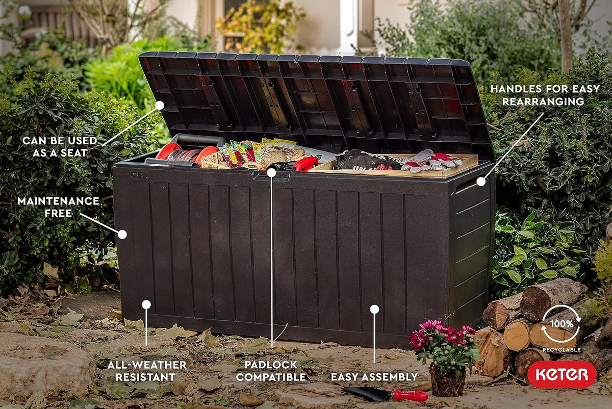 Keter Marvel 71 Gal Outdoor Storage Box for Patio and Pool Accessories