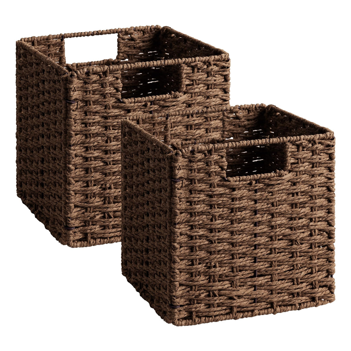 StorageWorks 9 inch Wicker Baskets for Storage, Square Baskets, Natural