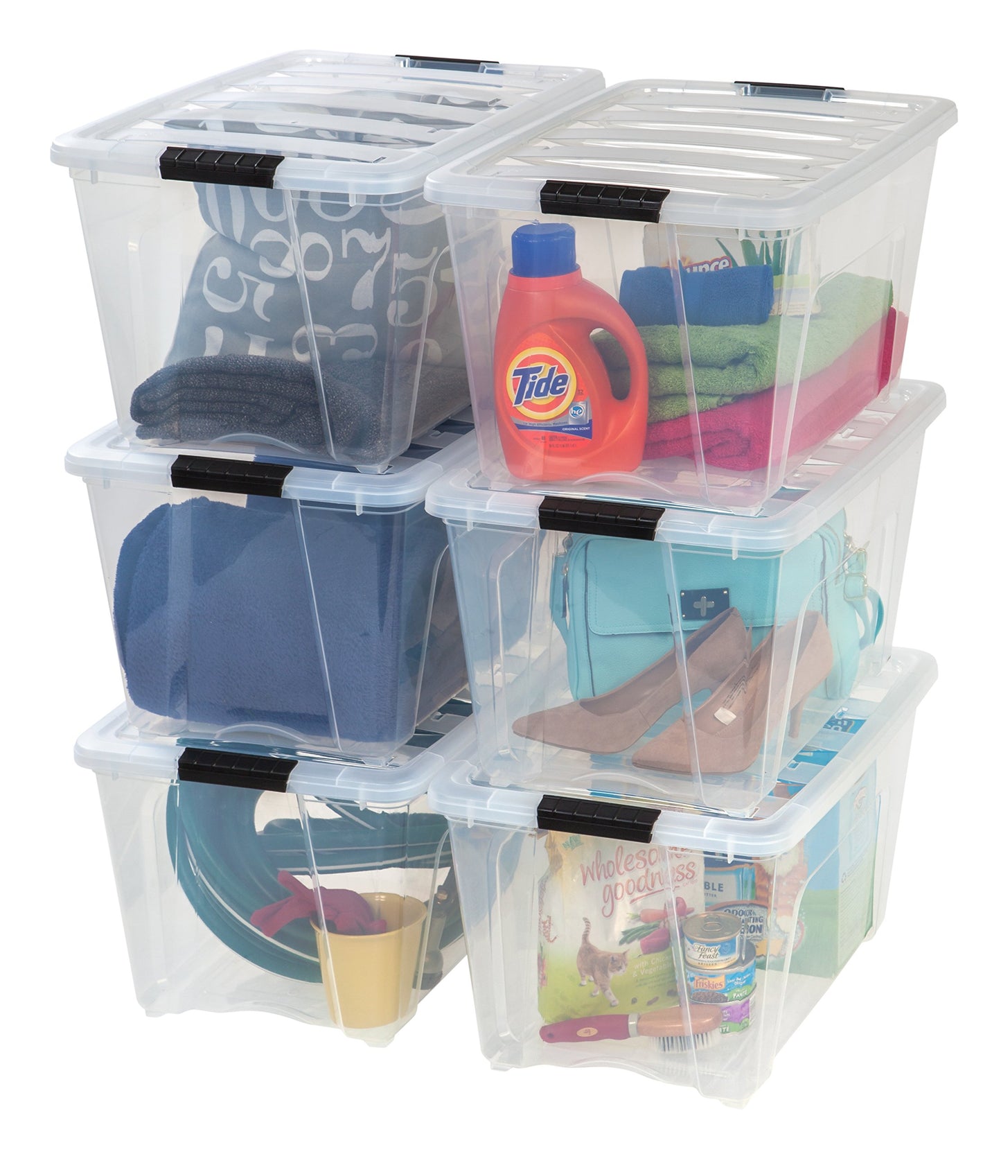 IRIS USA 4-Pack 13 Quart Storage Bins with Lids, Clear