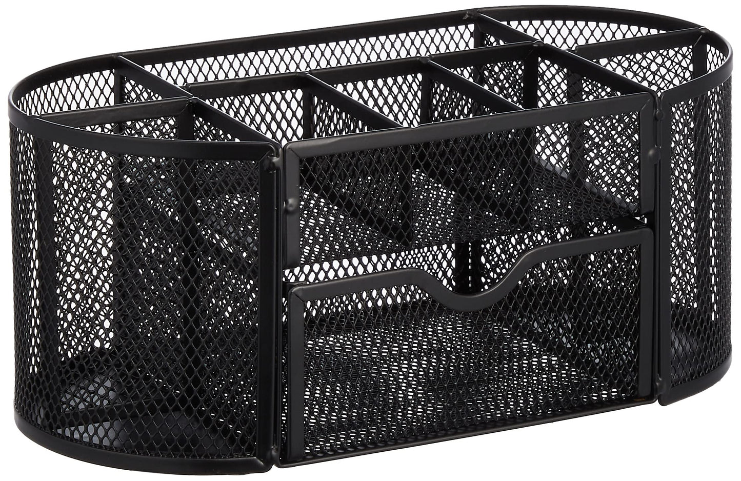 Amazon Basics Magnetic Storage Baskets, Mesh Organizers for Office Supplies and Workspace, 6" x 2.5" x 2.2", Black, 3-Pack