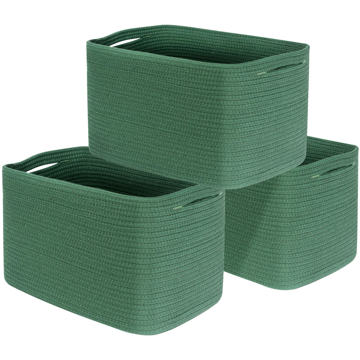 MINTWOOD Design 3-Pack Decorative Woven Storage Baskets for Shelves, Cube Bin Box for Organizing Books, Shoes, Dog Toys, Pantry Closet and Living Room Organizer, Oatmeal Brown