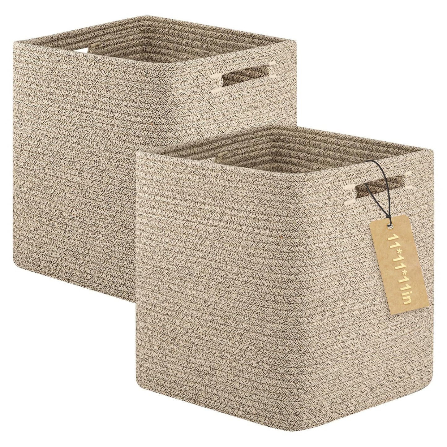 OIAHOMY 2 PACK Cube Storage Bin 13 Inch Collapsible Storage Cube Brown