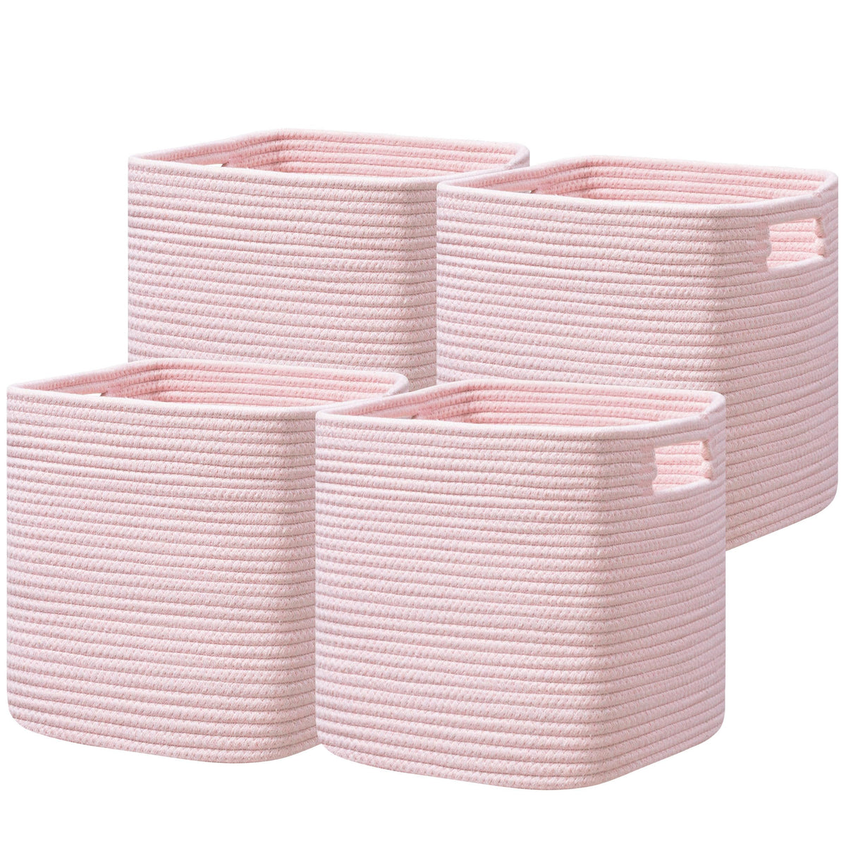 UBBCARE Set of 4 Storage Cubes-13 X 13 X 13 In, Cotton Rope Basket for Shelves, Toys, Book, Cube Storage Bin with Handles, Woven Storage Basket for Organizing, Beige