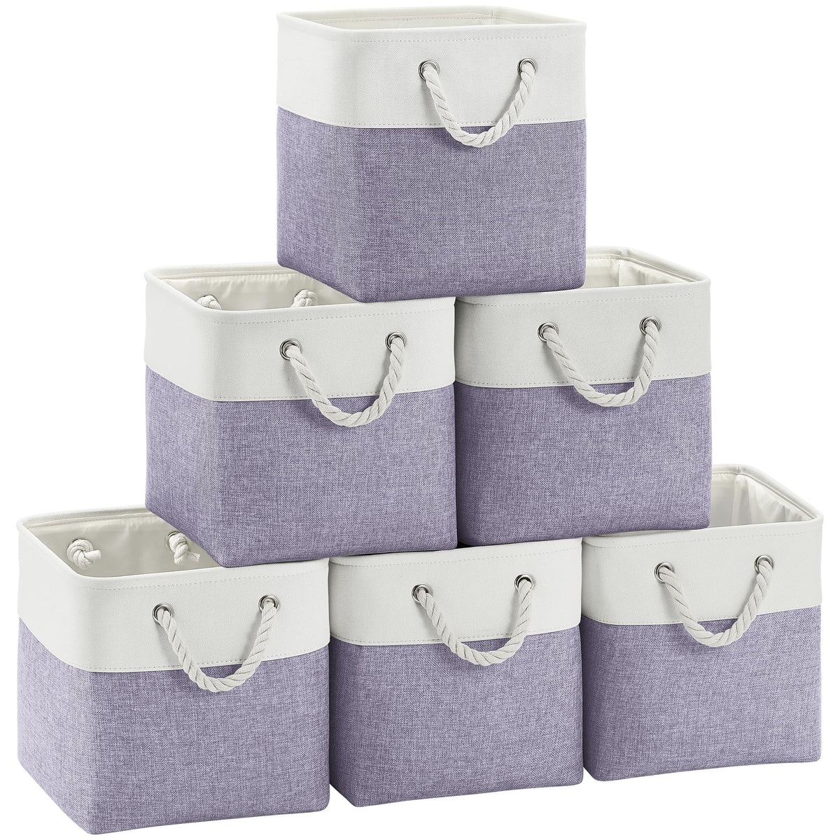 FinishingBo 11 inch Cube Storage Bin with Handles 6 Pack