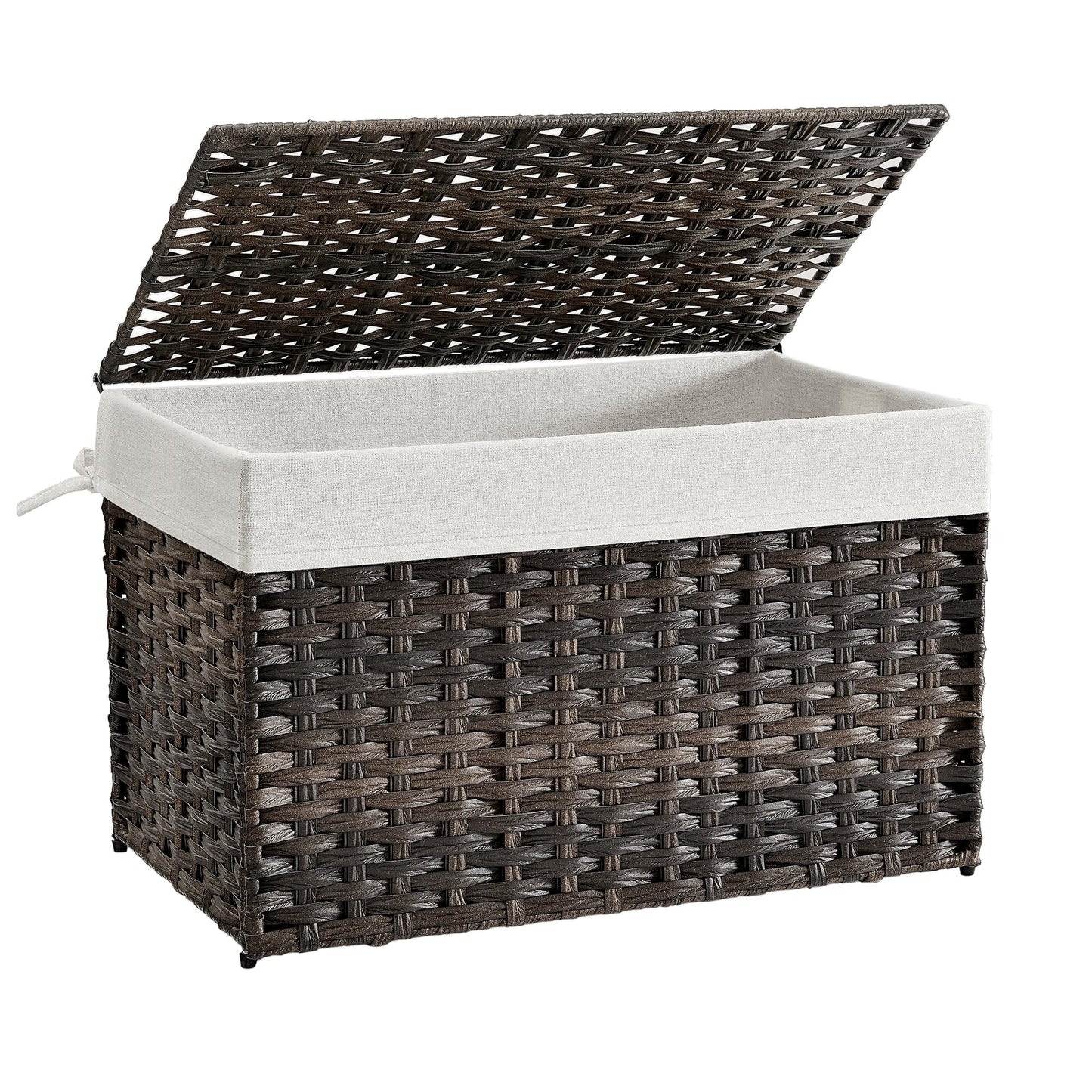 SONGMICS Woven Storage Basket with Lid, 42.3 Gallon (160L), Foldable