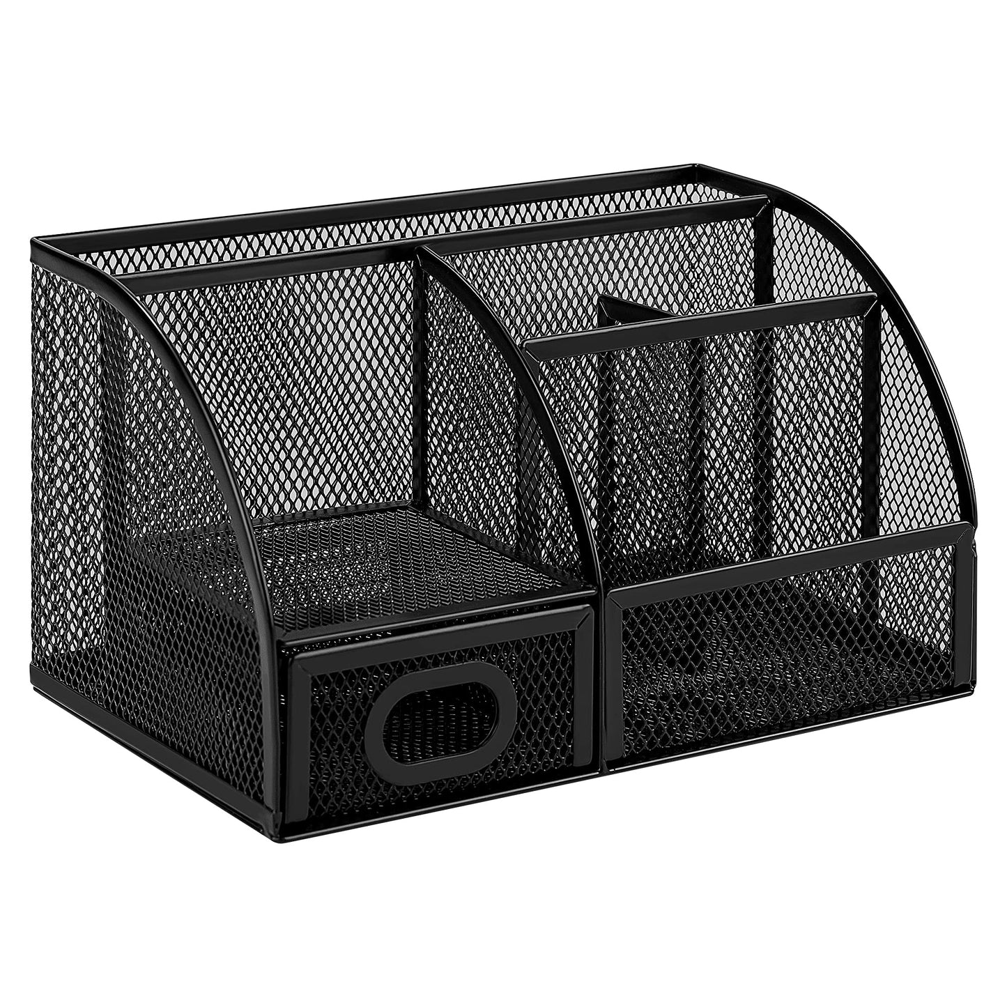 Amazon Basics Magnetic Storage Baskets, Mesh Organizers for Office Supplies and Workspace, 6" x 2.5" x 2.2", Black, 3-Pack
