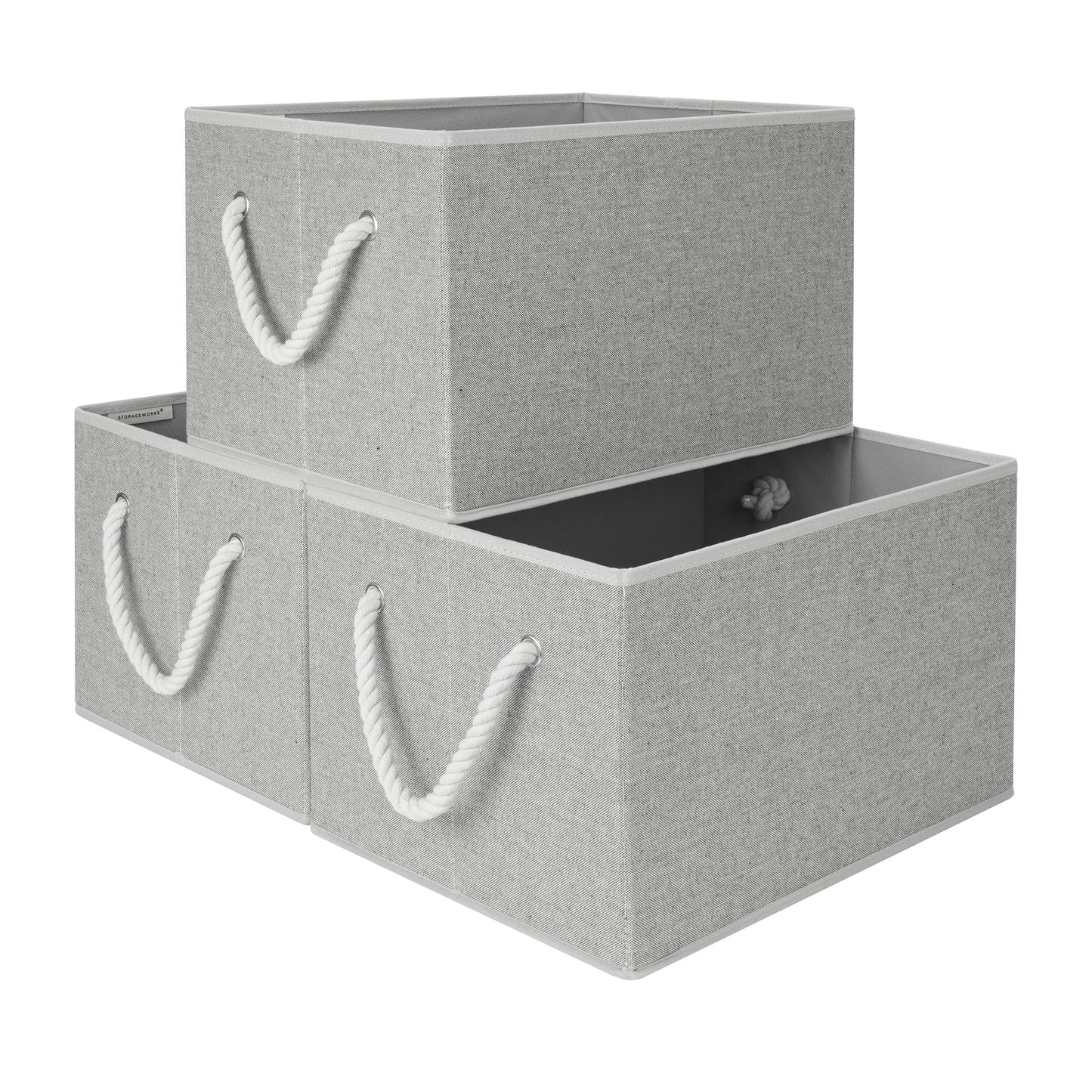 StorageWorks Closet Storage Bins, Beige, 3-Pack, Large