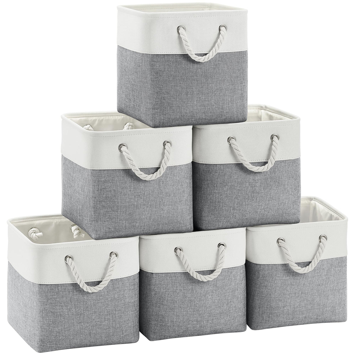 FinishingBo 11 inch Cube Storage Bin with Handles 6 Pack