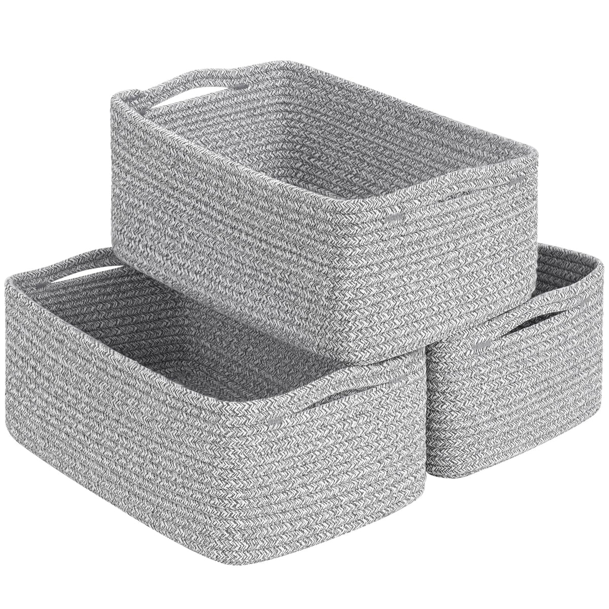 Goodpick 3Pack Rope Storage Baskets for Shelves Organizing, 11 x 7 x 4.5 in
