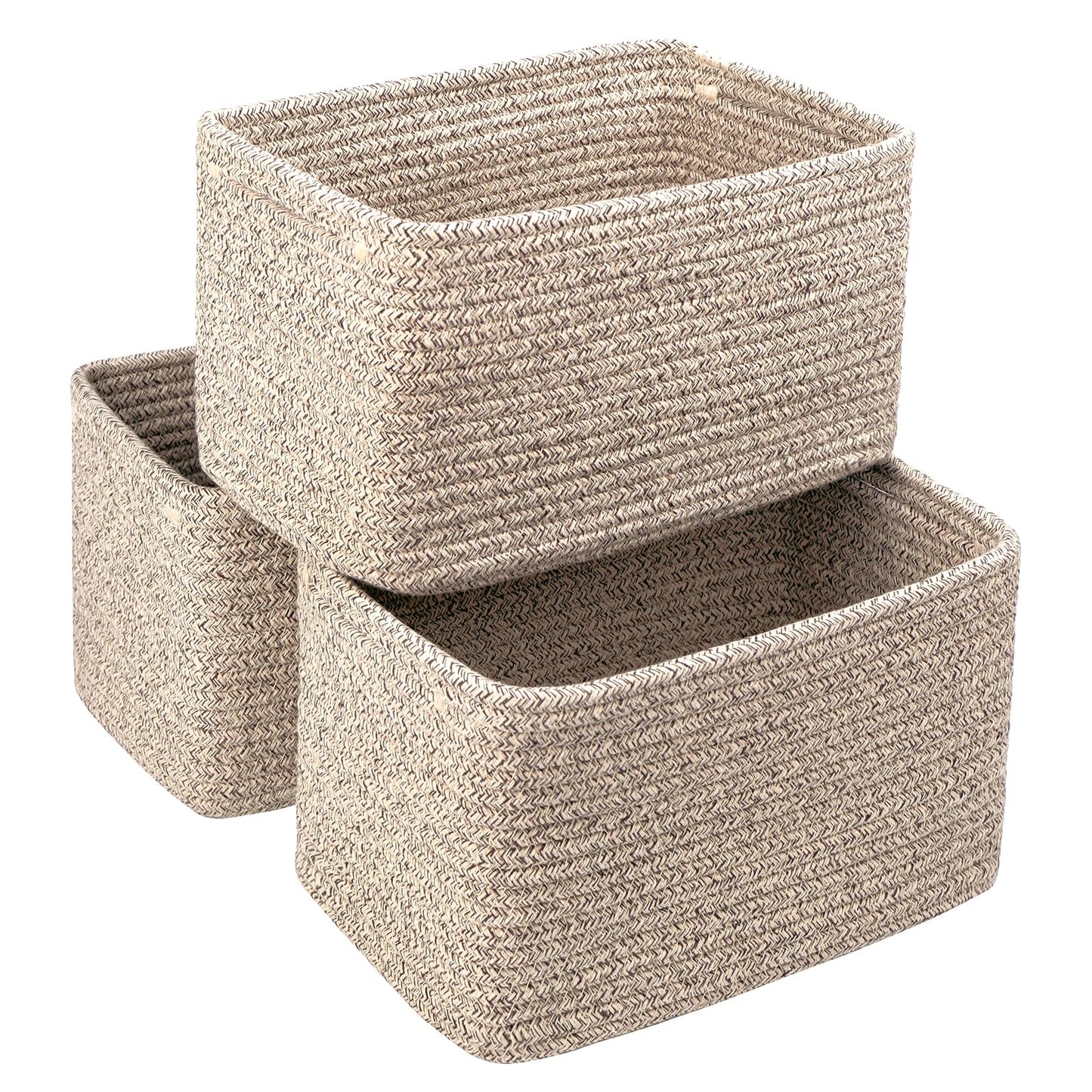 R RUNKA Small Cotton Rope Basket – Storage Bin for Organizing (10.6" x 6.7" x 6.7"), Bathroom Storage Basket for Shelf, Counter & Closet（Beige）
