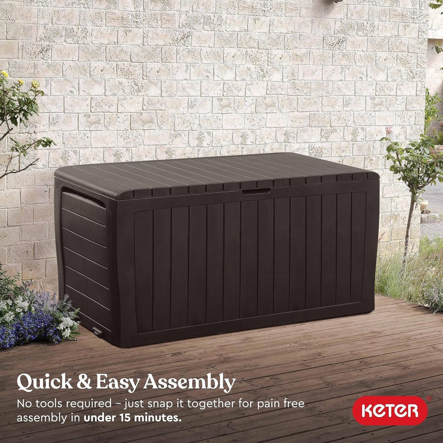 Keter Marvel 71 Gal Outdoor Storage Box for Patio and Pool Accessories